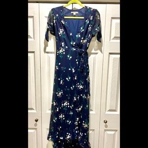 Long Ruffle bottom Wrap Dress